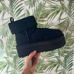 ugg mini felted platform black boots